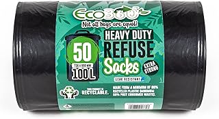 Eco Bag 50 Heavy Duty Refuse Sacks, Black, 1x
