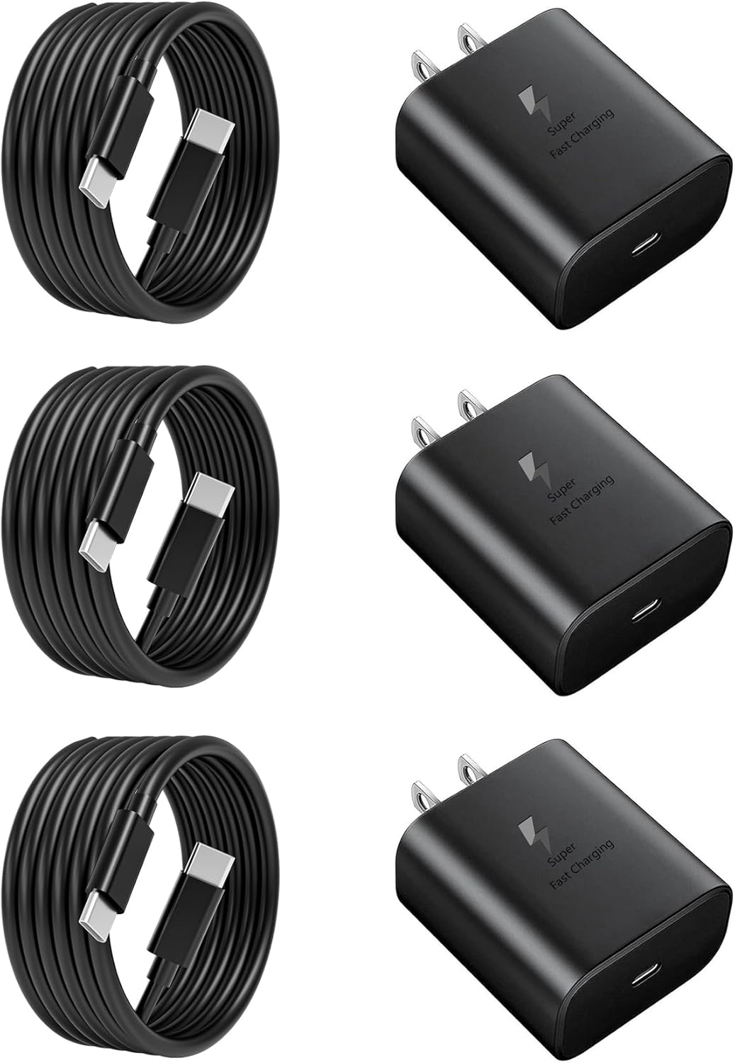 45W Super Fast Charger Type C Android Phone Charger Fast Charging Replacement for Samsung Galaxy S25/S25 Ultra/S25+/S24 Ultra/S24/S24+/S23 Ultra/S23/S22/S20/S21,Galaxy Tab,6ft Type C Cable- 3pack