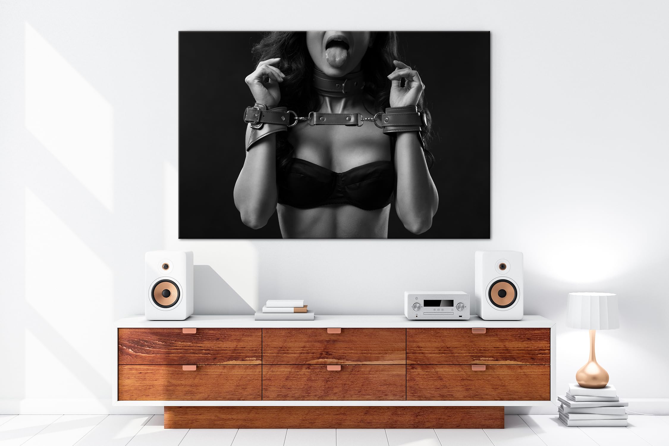 deyoli Stillvoll romantisch gefesselte Frau Format: 120x80cm Effekt:Schwarz&Weiß XXL Kunstdruck Motiv auf Holzrahmen/Leinwandbild/Wandbild/Wohnzimmer Dekoration
