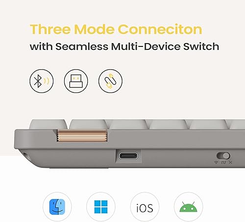 Miniatura 5 de Flow Lite - Teclado mecánico de perfil bajo de 84 teclas, teclado inalámbrico recargable 75% intercambiable con receptor de 2.4G, Bluetooth y