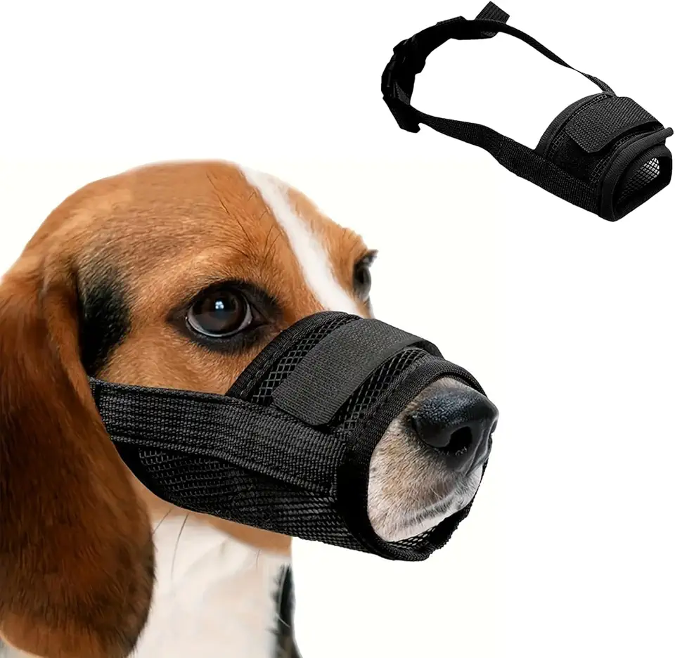 Focinheira para cães de malha respirável macia - evita maus hábitos, respirável e ajustável para cães pequenos e médios - ótima para caminhar, cuidar e treinar (M)