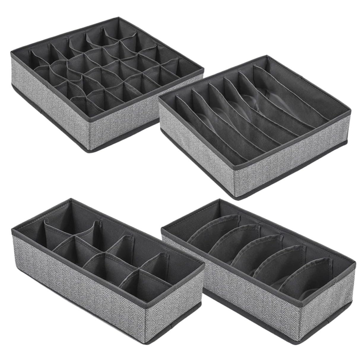 VALICLUD Faltbare Aufbewahrungsboxen mit 6 und 7-fächern 4 Stück aus Vliesstoff und Oxfordstoff Organizer Zufällige Farbe für Unterwäsche und Kleinteile im Schrank oder Schublade