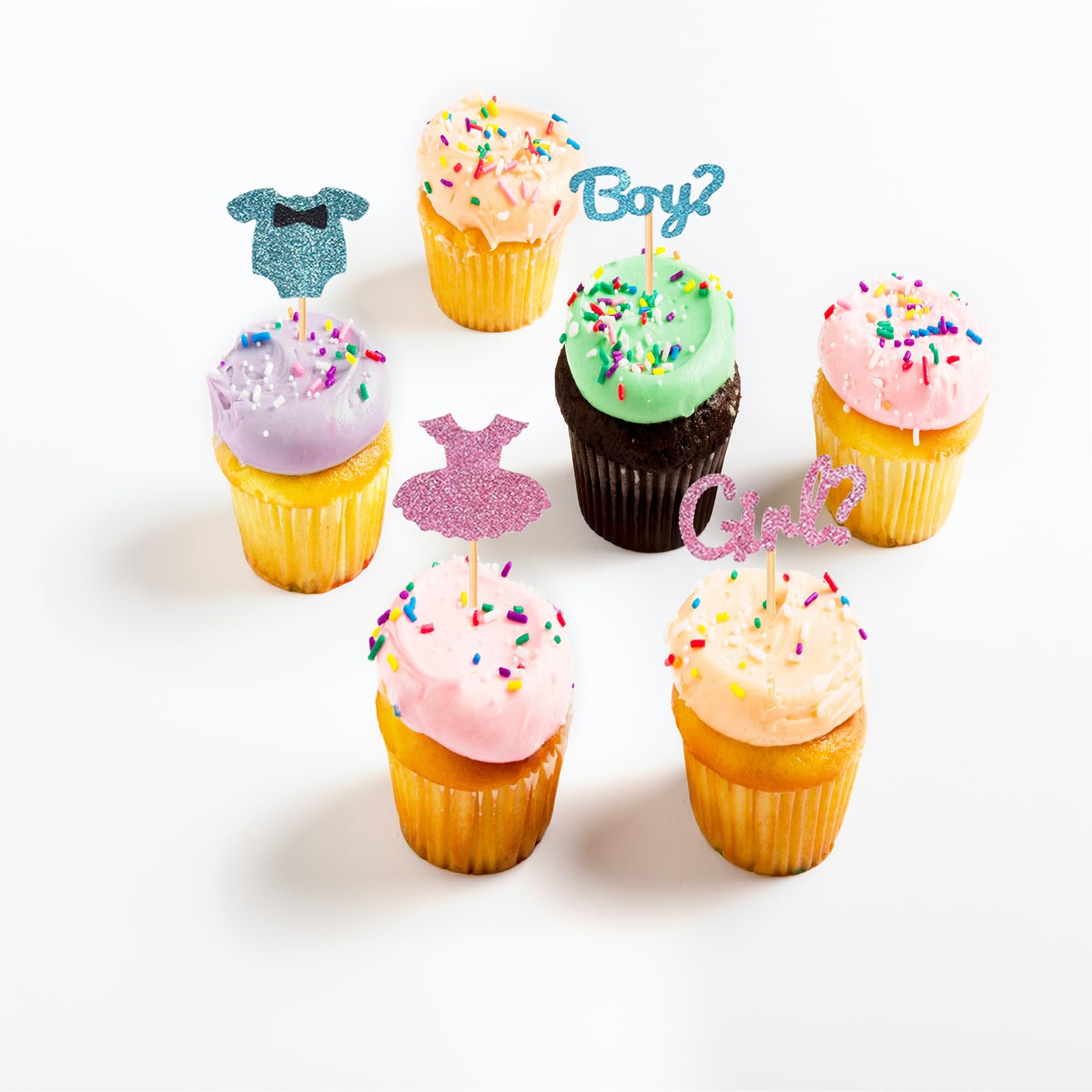 MonMon & Craft Cupcake-Topper Für Babyparty – 24 Stück Glitzer-Aufsätze Für Gender Reveal (Blaue Oder Rosa Hirsch-Motive)