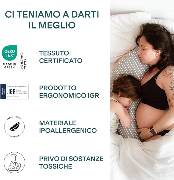 Koala Babycare Cuscino Gravidanza per Dormire XXL Sfoderabile - Cuscino Allattamento Ipoallergenico ed Ergonomico - Federa esterna 100% Cotone - 3