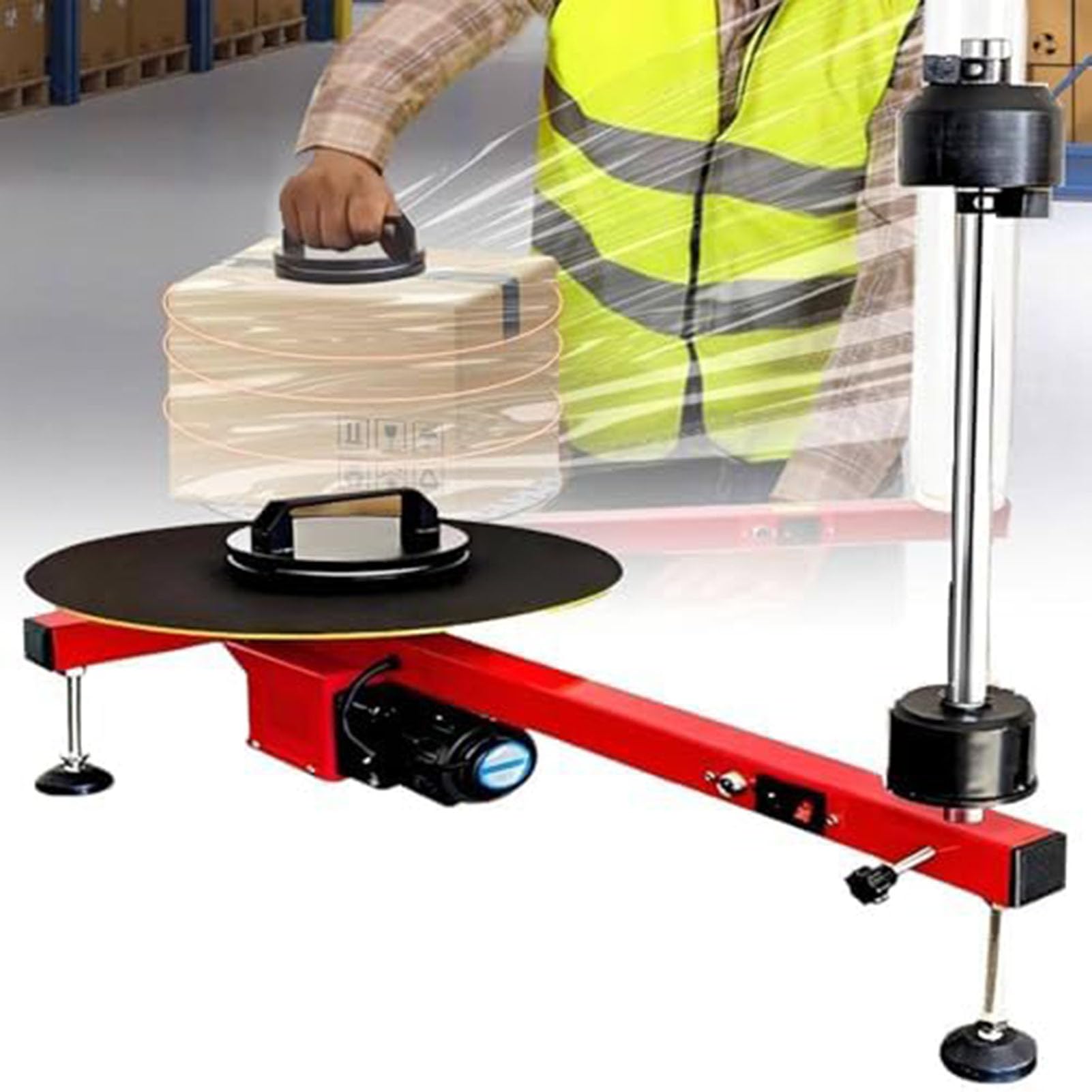 Halbautomatische elektrische Stretchfolien-Wickelbank - 40 cm Drehteller, 45 cm Wellenhöhe für Lagerhäuser und Fabriken