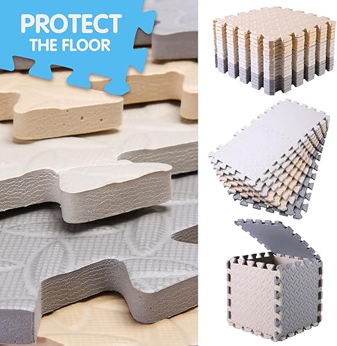 Miniatura 75 de Tapete de juego de espuma para bebé, tapete entrelazado de 0.4 pulgadas de grosor con colores sólidos, tapete de juego suave y no tóxico, tapete