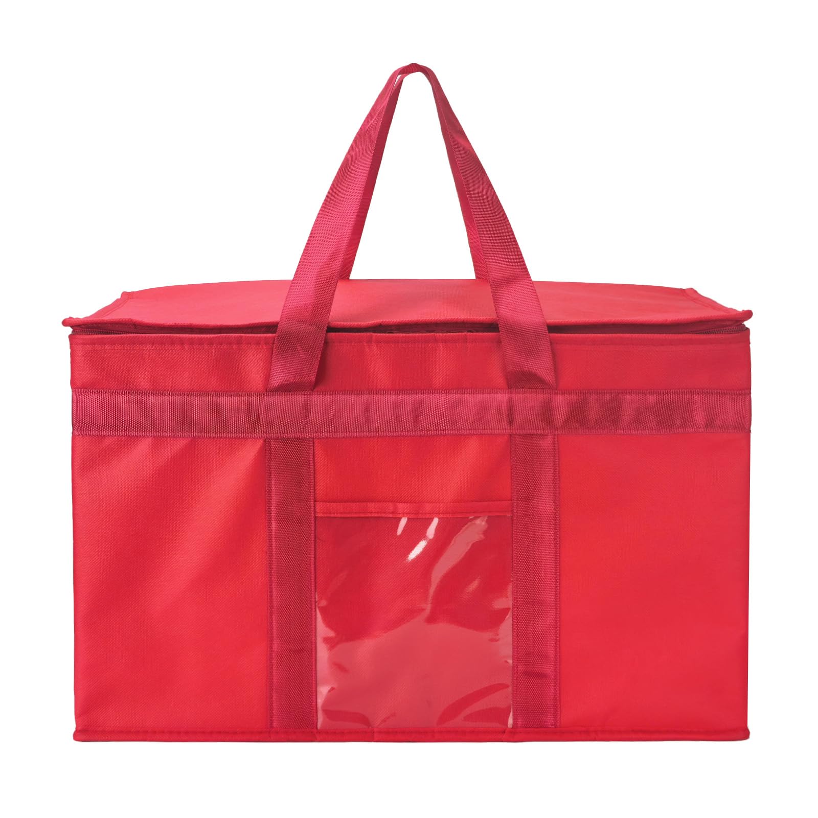 Yalin XXXL Large Insulated Styrofoam Carrier Bag, for Keeping Food Warm or Cold, Reusable, Double Zipper, for Grocery Shopping, 23" x 15" x 14" (W x H x D), red, xx-large