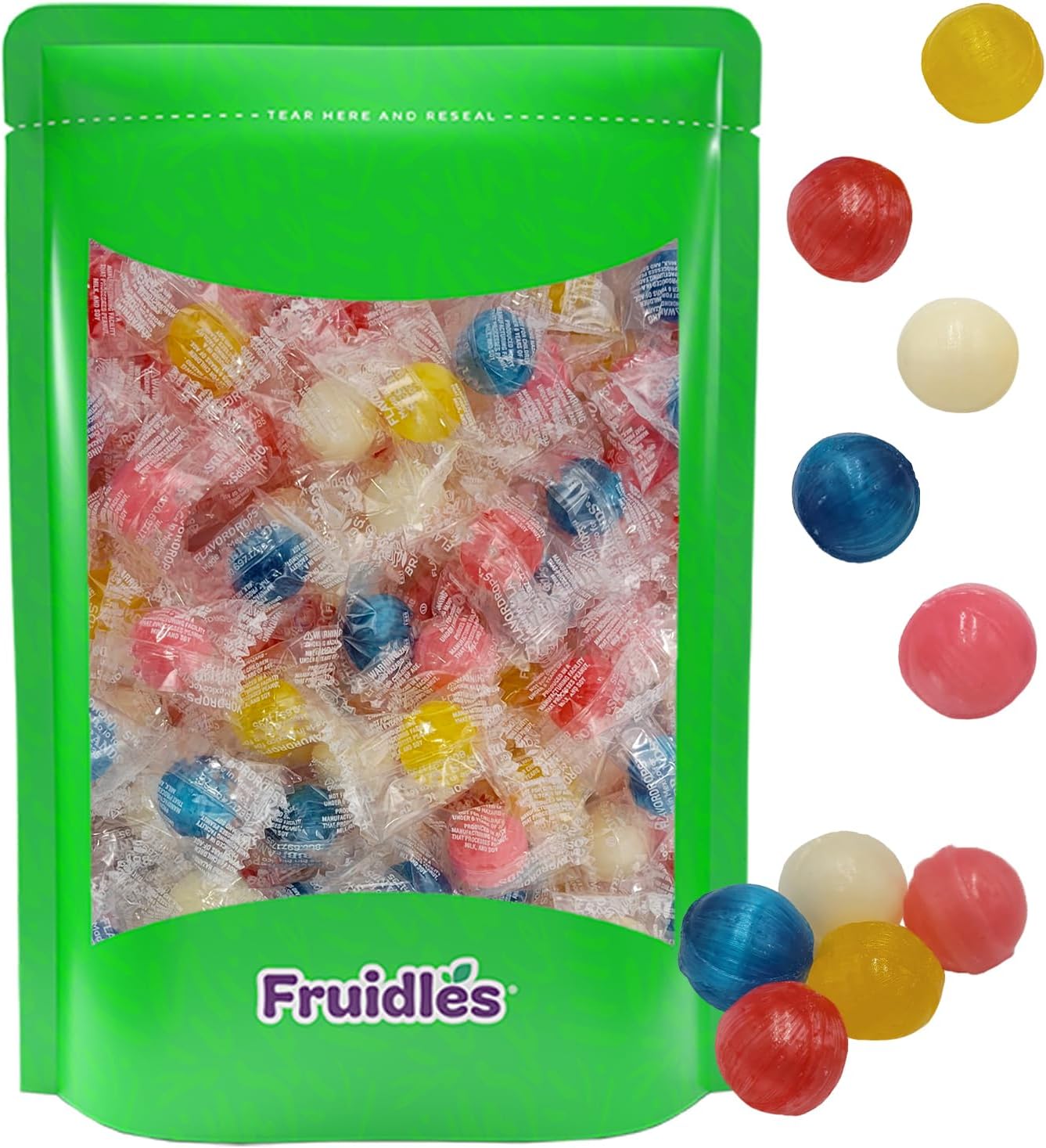 Sour Fruit Flavored Balls Hard Candy, Kosher Certified, Individually Wrapped, Assorted (1 Pound, Approx 80 Pcs)