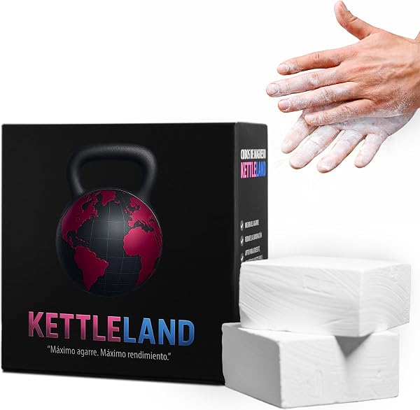 KETTLELAND Magnesio Profesional para Gimnasio, Chalk en Cubos de 56g, Agarre Máximo para Kettlebell y Entrenamiento - 1