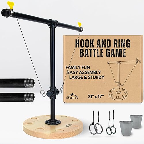 Juego de gancho de anillo  Tubos de acero y gancho de madera maciza y juego de batalla de anillo  Juego de gancho de columpio de anillo resistente y