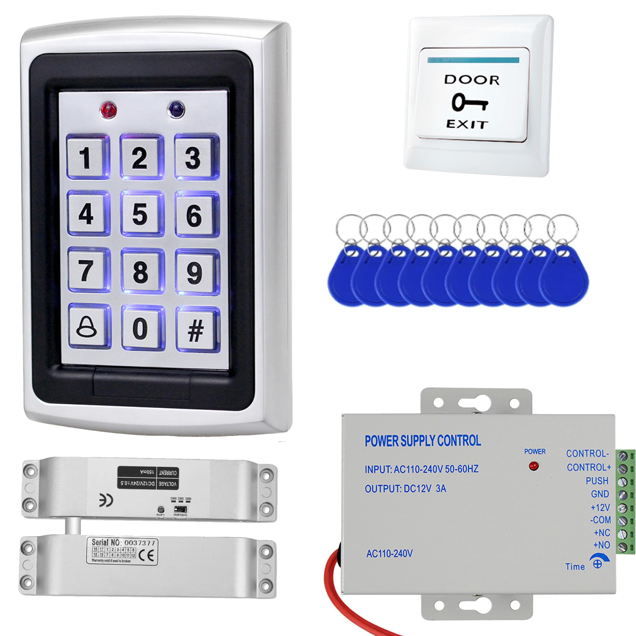 Kit Contrôle d'Accès RFID Métal, 180kg, 1000 Utilisateurs (XXS)