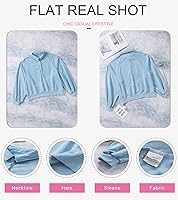 Vista 4 de Dokotoo Sudaderas de gran tamaño con cuello de botón para mujer, manga de farol, holgadas, para mujer