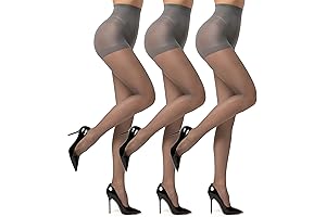 3 Pairs Women's Grey Stockings: Sheer Tights 20D 170D High Waist Tummy Control
