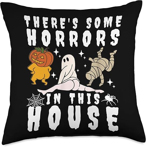 There's Some Horrors In This House Ghost Halloween There Some Horrors in This House - Almohada de calabaza fantasma de Halloween, 18 x 18 pulgadas,