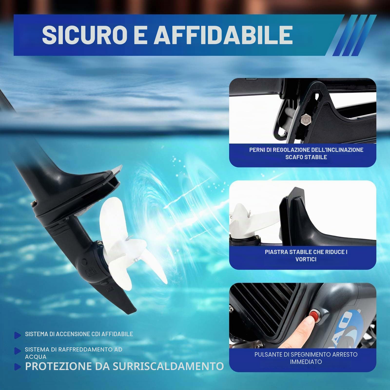 MINRS Motore fuoribordo a benzina, 3,5 Ps, 2 tempi, 49 cc, motore fuoribordo professionale, raffreddamento a mezza acqua, raffreddamento a metà aria, risparmio di carburante, avviamento manuale per