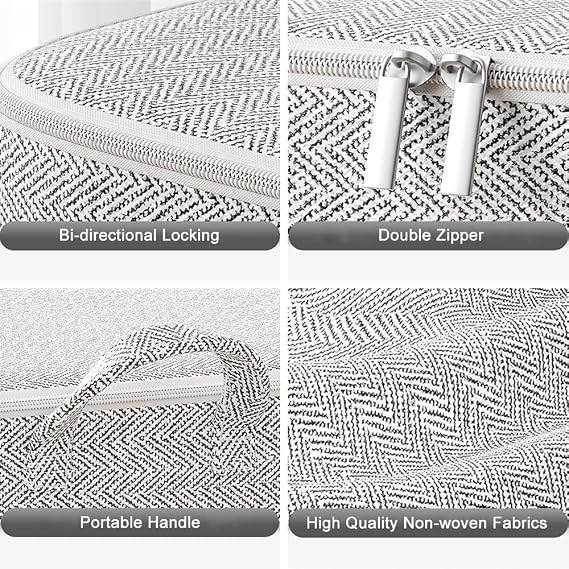 3 Pack Large Capacity Clothes Storage Bags with Zips, Portable Non Woven Closet Organizer Foldable Storage Containers for Comforters Blankets Bedding Wardrobe Storage (150L)