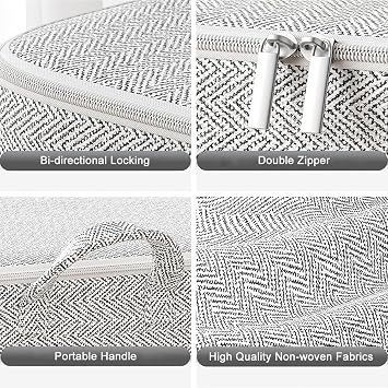 3 Pack Large Capacity Clothes Storage Bags with Zips, Portable Non Woven Closet Organizer Foldable Storage Containers for Comforters Blankets Bedding Wardrobe Storage (150L)