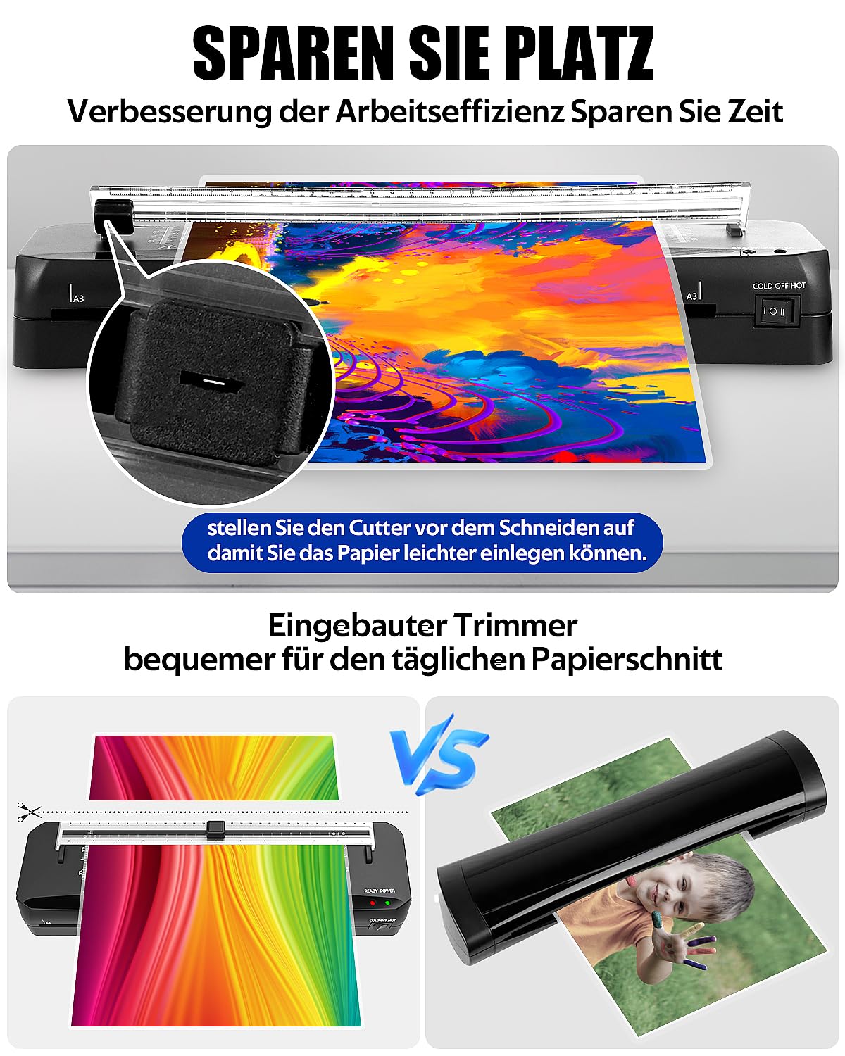 Ablemark Laminiergerät A4, Heiß Und Kalt Laminiergerät Mit Folien 30