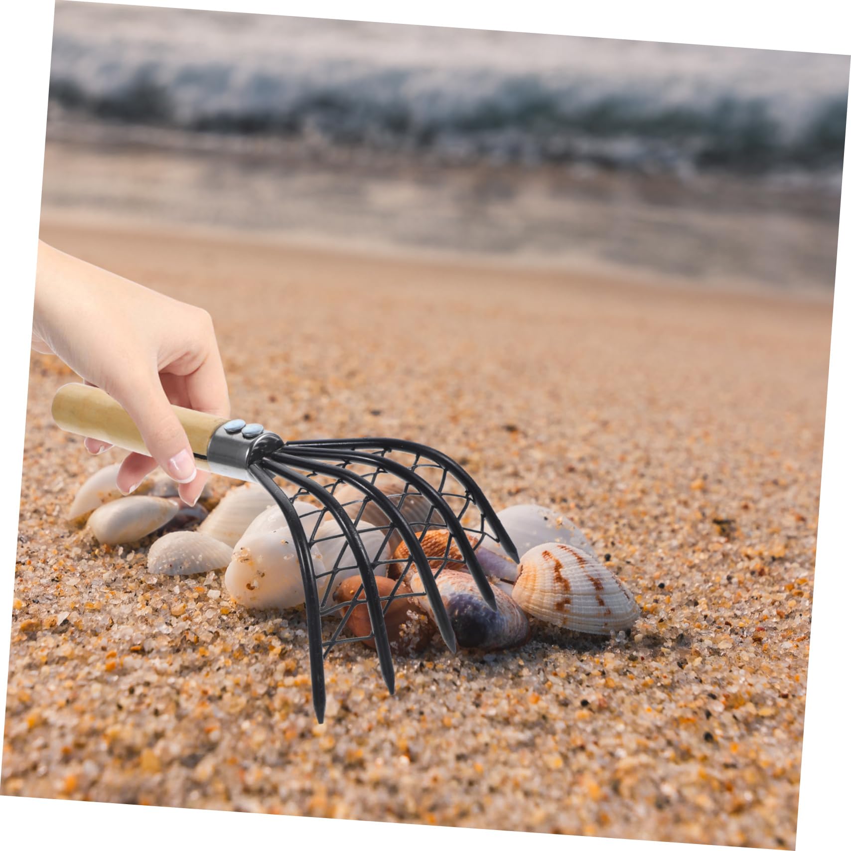 Toddmomy 2stücke Muschelrechen Mit Netz Werkzeug Zum Ausgraben Von Meeresfrüchten Am Strand Holzgriff Langlebig Und Effizient