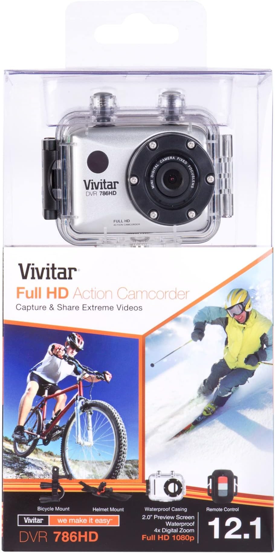 Vivitar DVR786HD-SIL DVR 786HD ActionCam, Silver