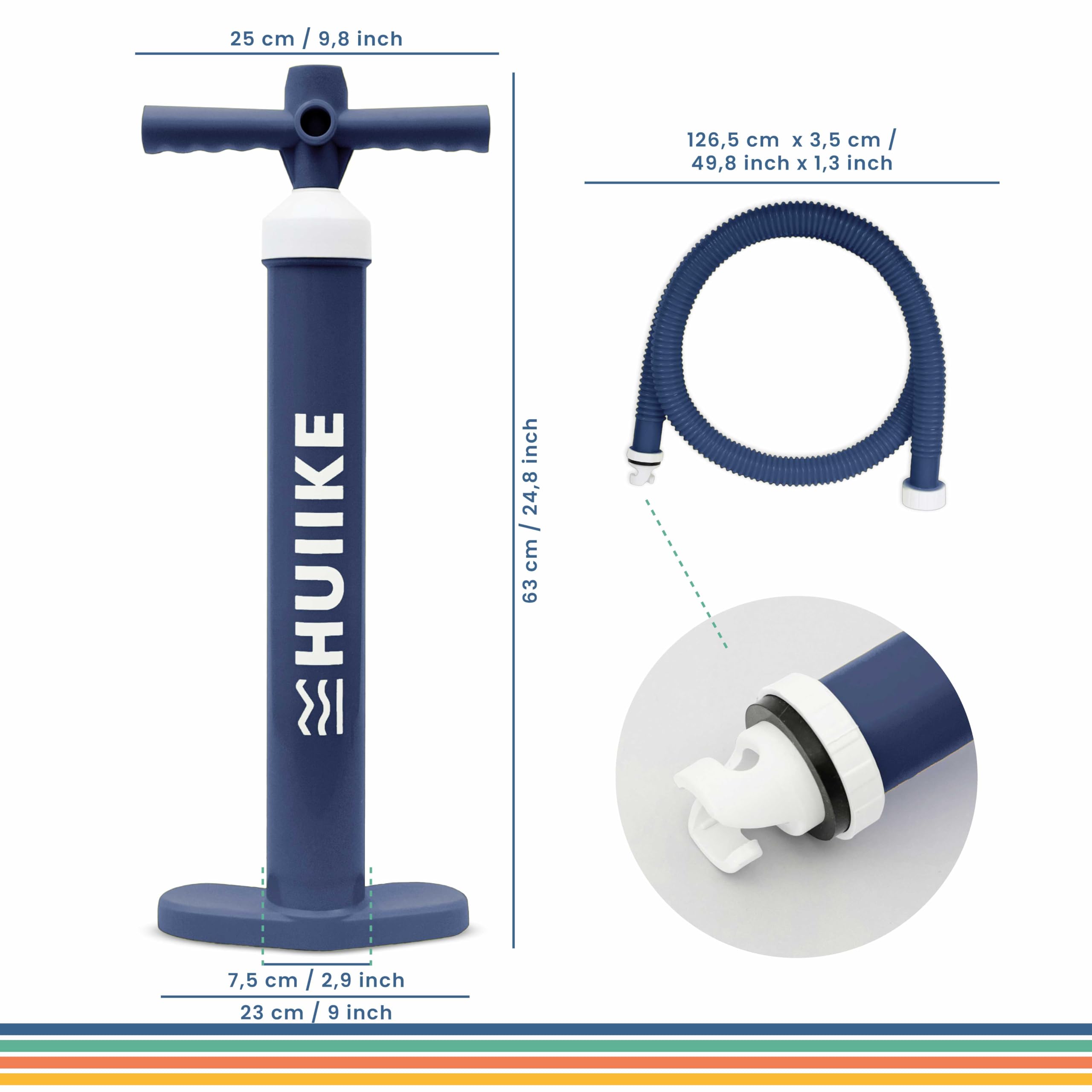 Sup Pumpe Doppelhub - HUIIKE | Pumpe Stand Up Paddle 15 PSI, Luftpumpe Sup Handpumpe Stabil | Handpumpe Manuell für Stand Up Paddling Board Zubehör Gadgets | Luftpumpe für Standup Paddle mit Manometer