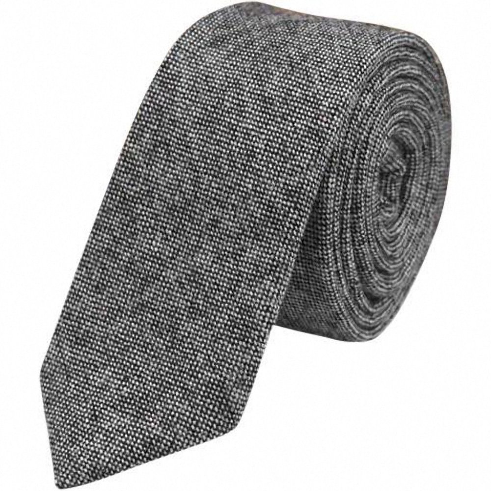 Db Dickie Bow Men's Charcoal Grey Luxury Wool Skinny Neck Tie (Charcoal Grey) - Suitable For Formalwear, Office, Weddings, Parties, Grooms & Grooms Outfits