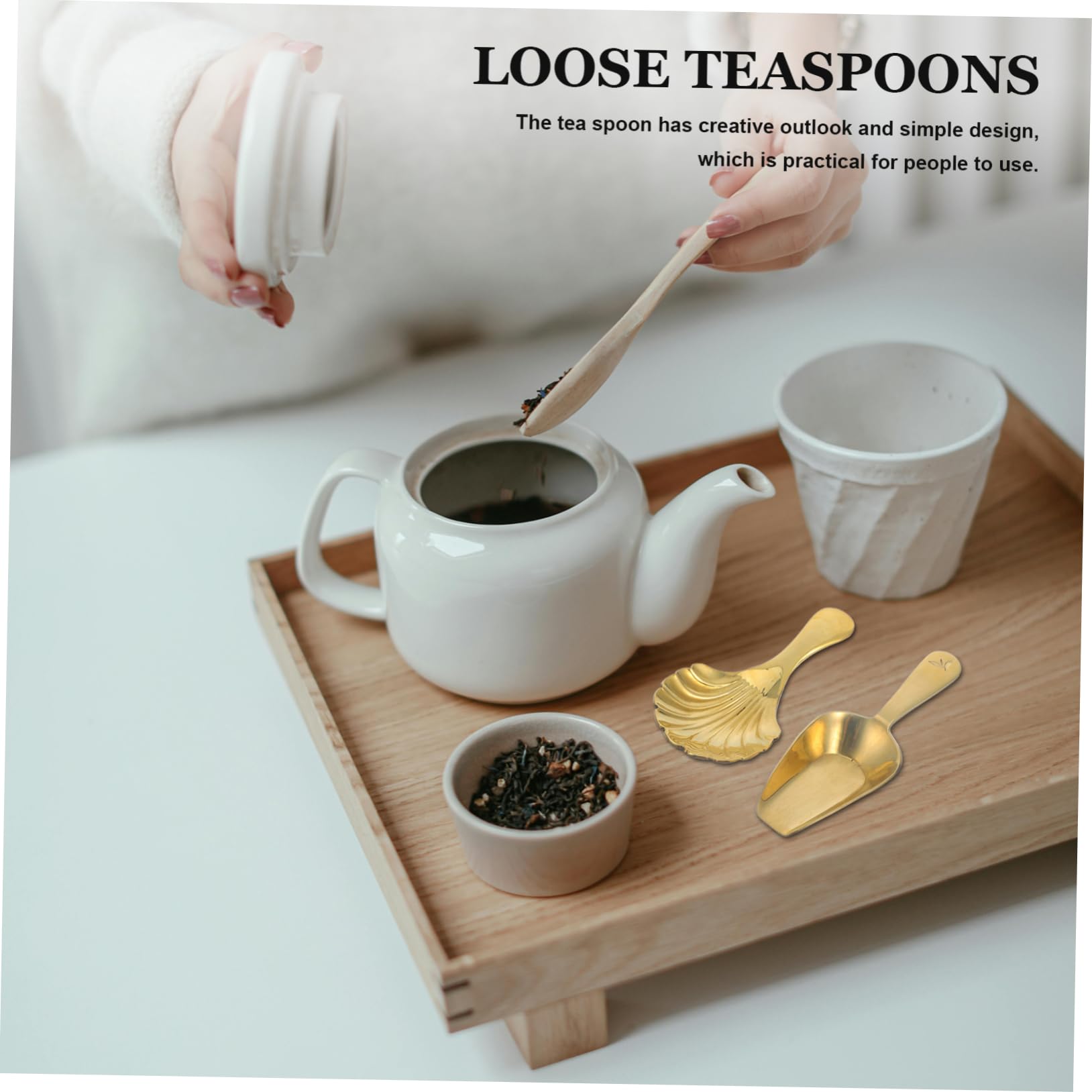 Cuchara de Té de Latón Mini Forma de Concha, 2 Piezas, para Uso en Cocina