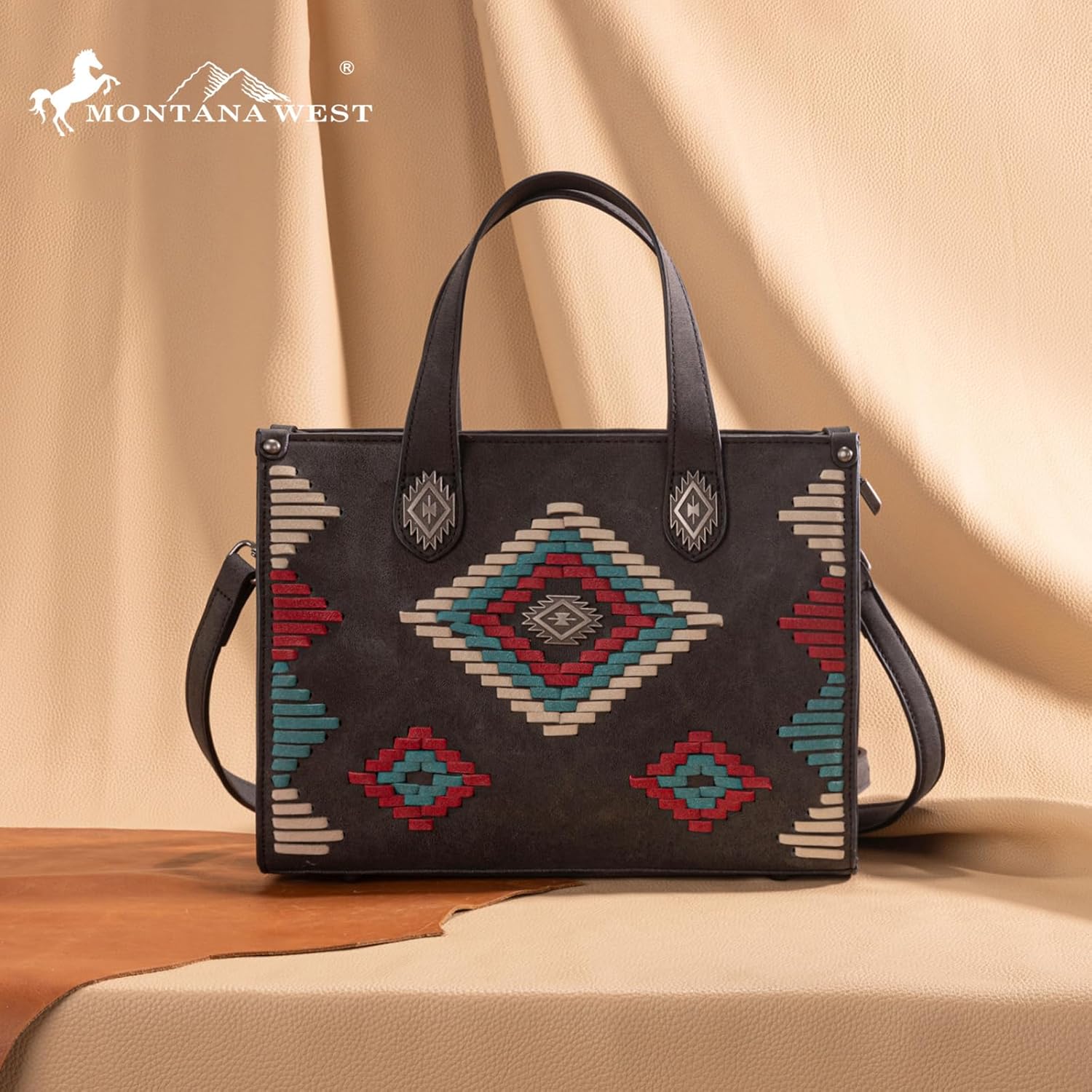 Montana West Aztec Handbag Leather Tote Bag for Women With Wallet Set