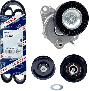 Drive Belt Kit w/Tensioner Assembly & 2 Idler Pulleys for Mercedes C300 08-12