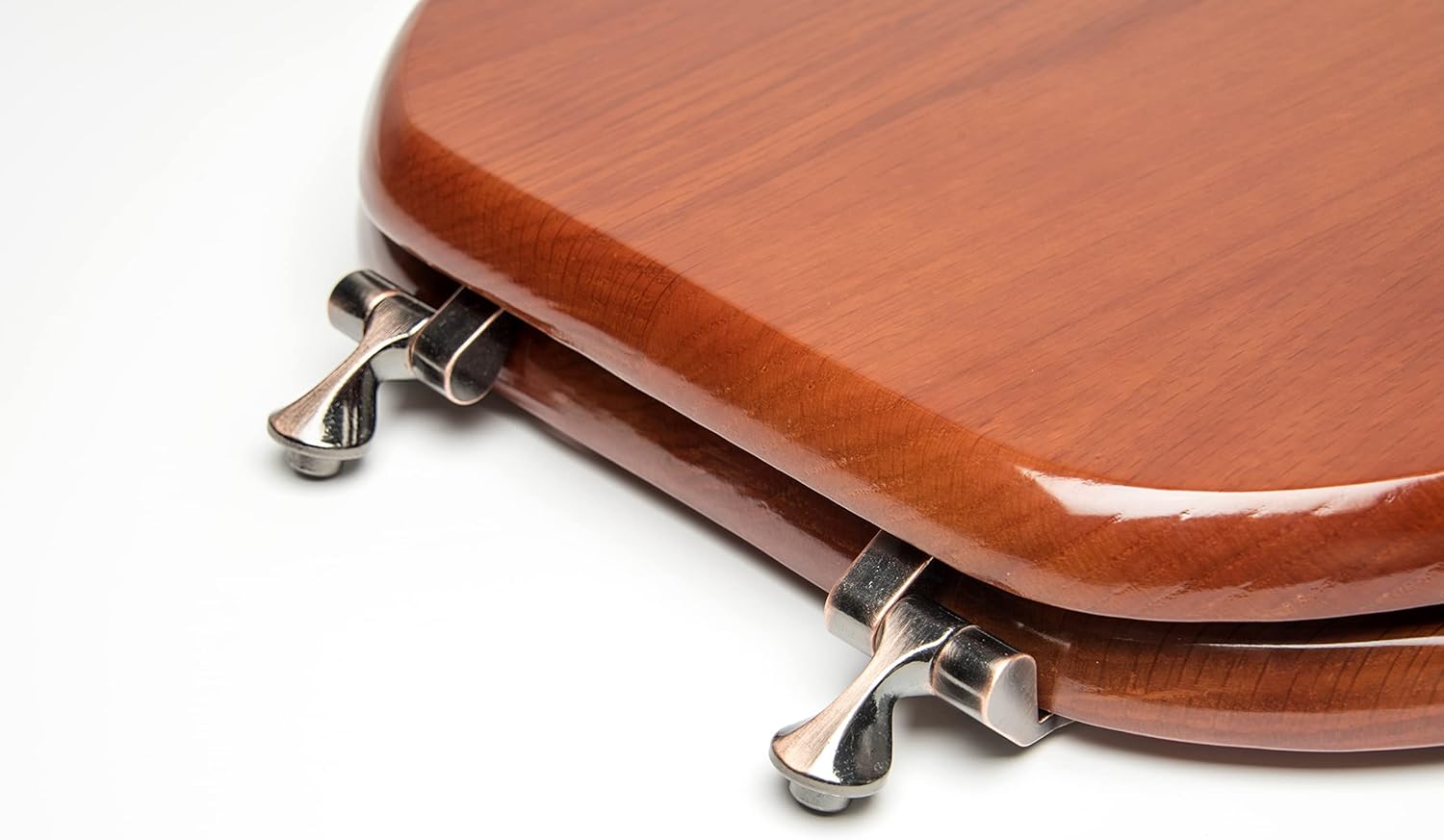 5Q1E2-15OB Solid Oak Traditional Design Toilet Seat with Solid Metal Hinges, Elongated, Cherry with Oil Rubbed Bronze