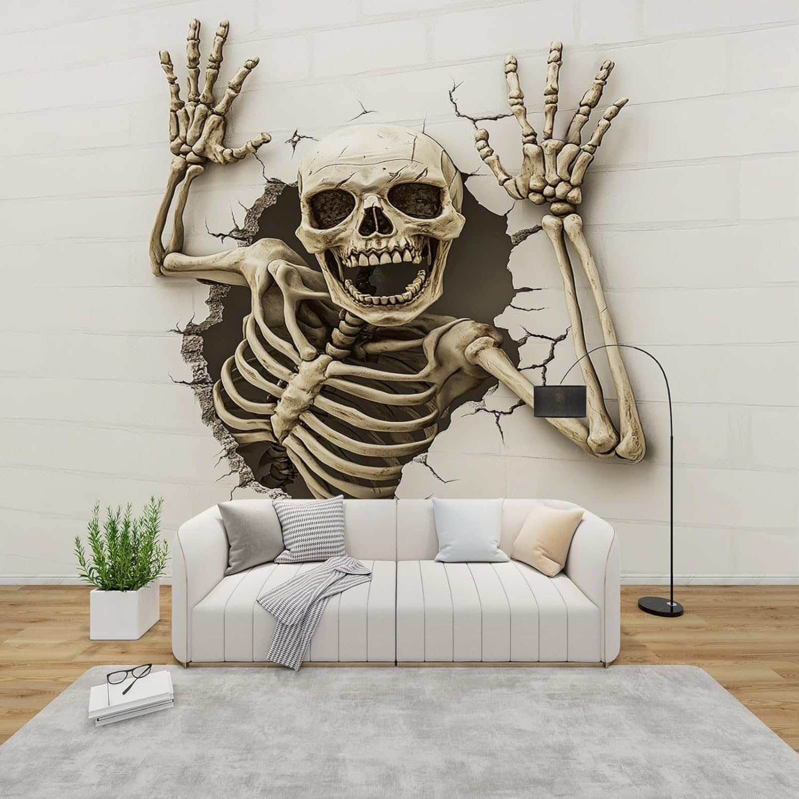 Fotomural moderno de esqueleto 3D no tejido para habitación y sala de estar
