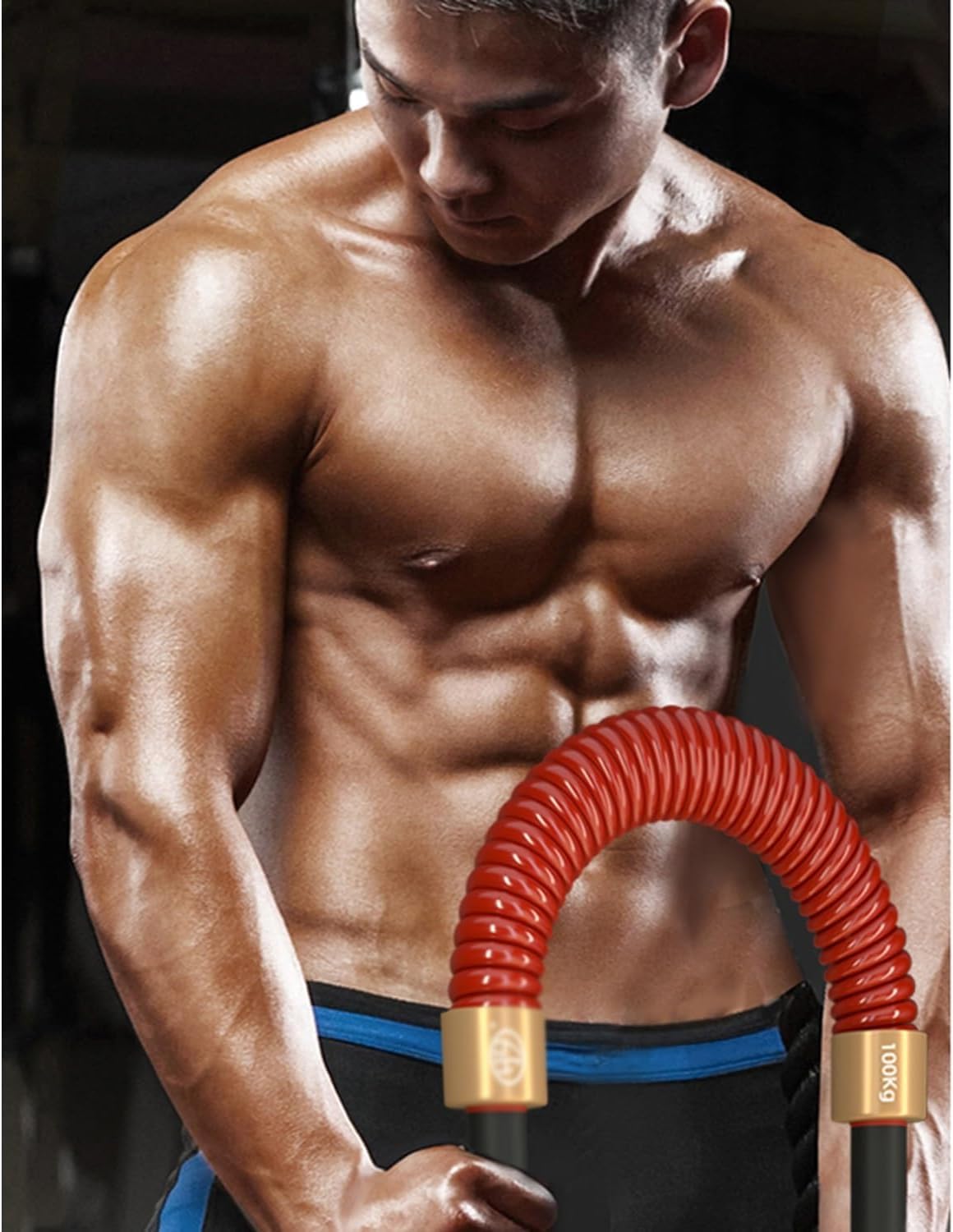 Power Twister Bar, 80kg 90kg 100kg 110kg 120kg 130kg Red Spring Chest Expander, Heavy Duty Arm Builder, Upper Body Exercise Strengthener for Chest Shoulder Forearm Bicep and Arm (Size : 90kg)