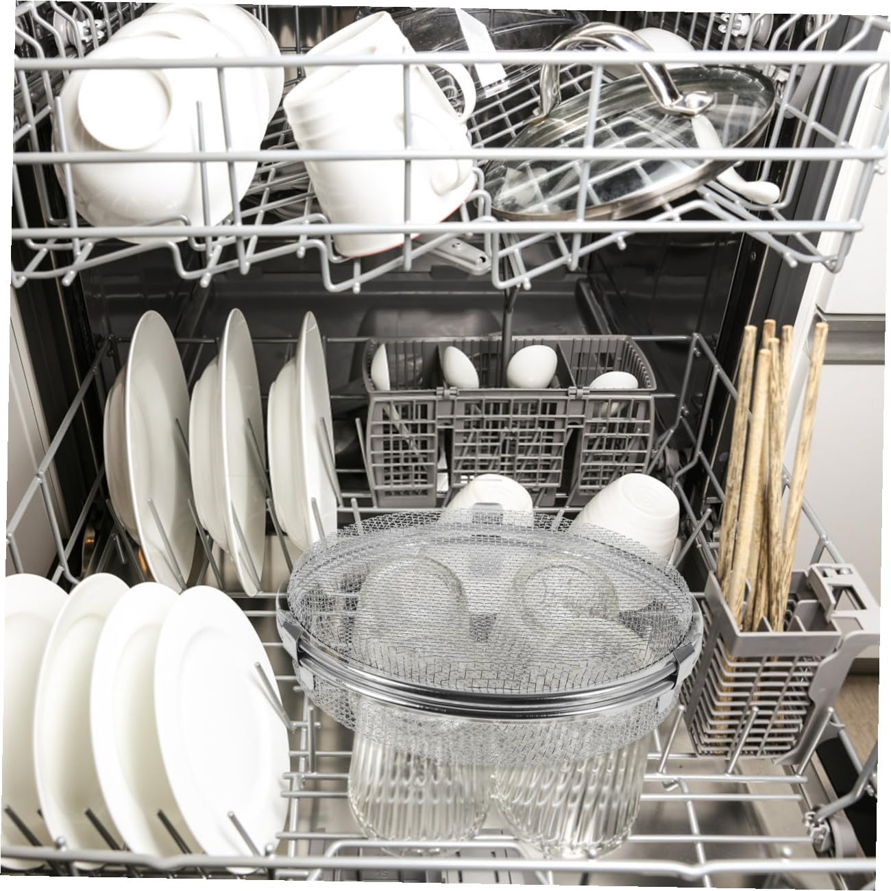 Angoily Cesto Lavavajillas De Acero Inoxidable Para Cubiertos Resistente Altas Temperaturas Con Diseño De Drenaje Rápido Organizador Práctico Para Utensilios Domésticos