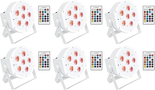 6 Rockville Batería PAR 61 Blanco Recargable RGBWA+ DMX DJ Up-Lights+Remotes