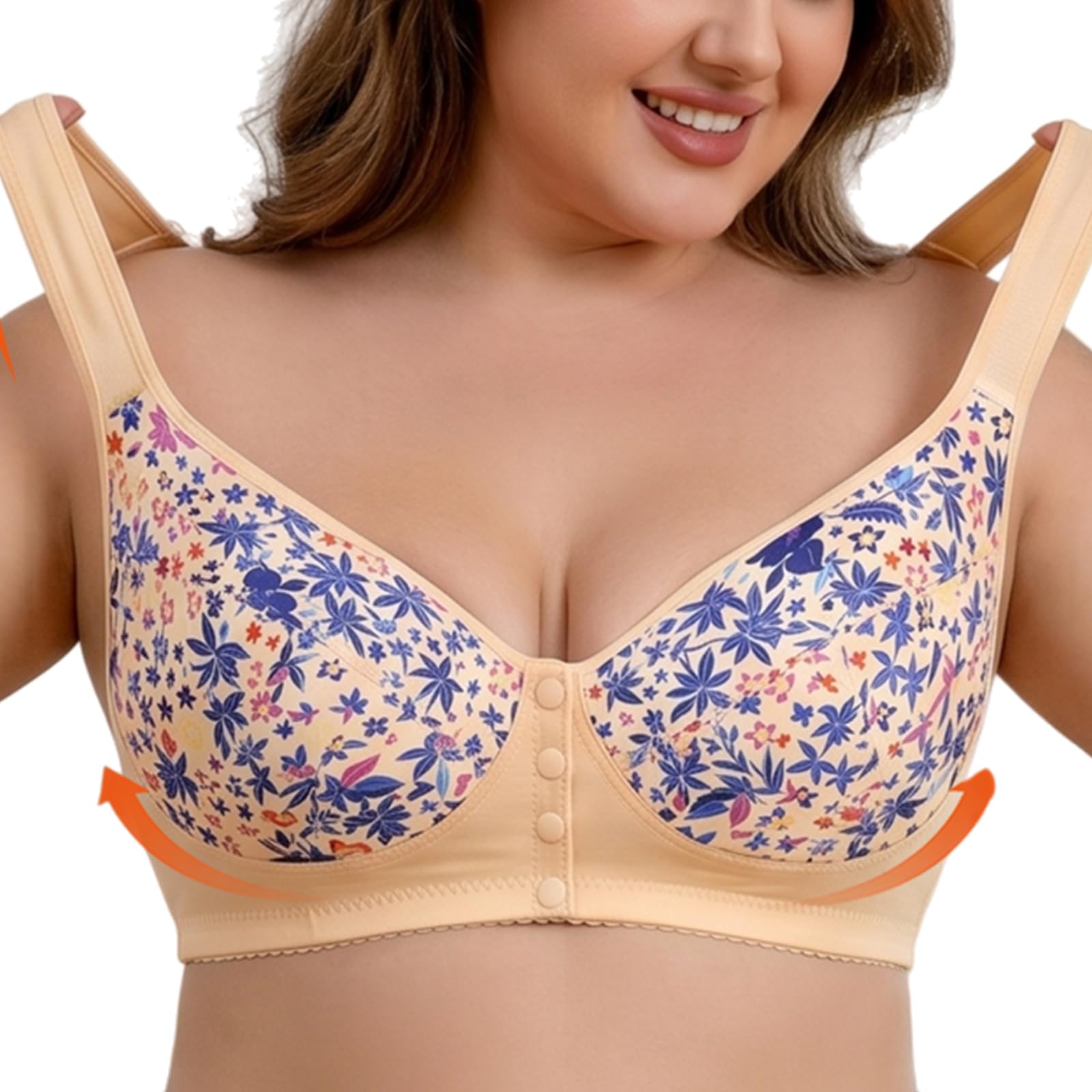 Confezione da 3 Reggiseni Donna Senza Ferretto con Chiusura Frontale A Bottoni, Reggiseno Comodo Che Sostiene Morbido per Seno Abbondante Taglie Forti Curvy Lingerie Intima