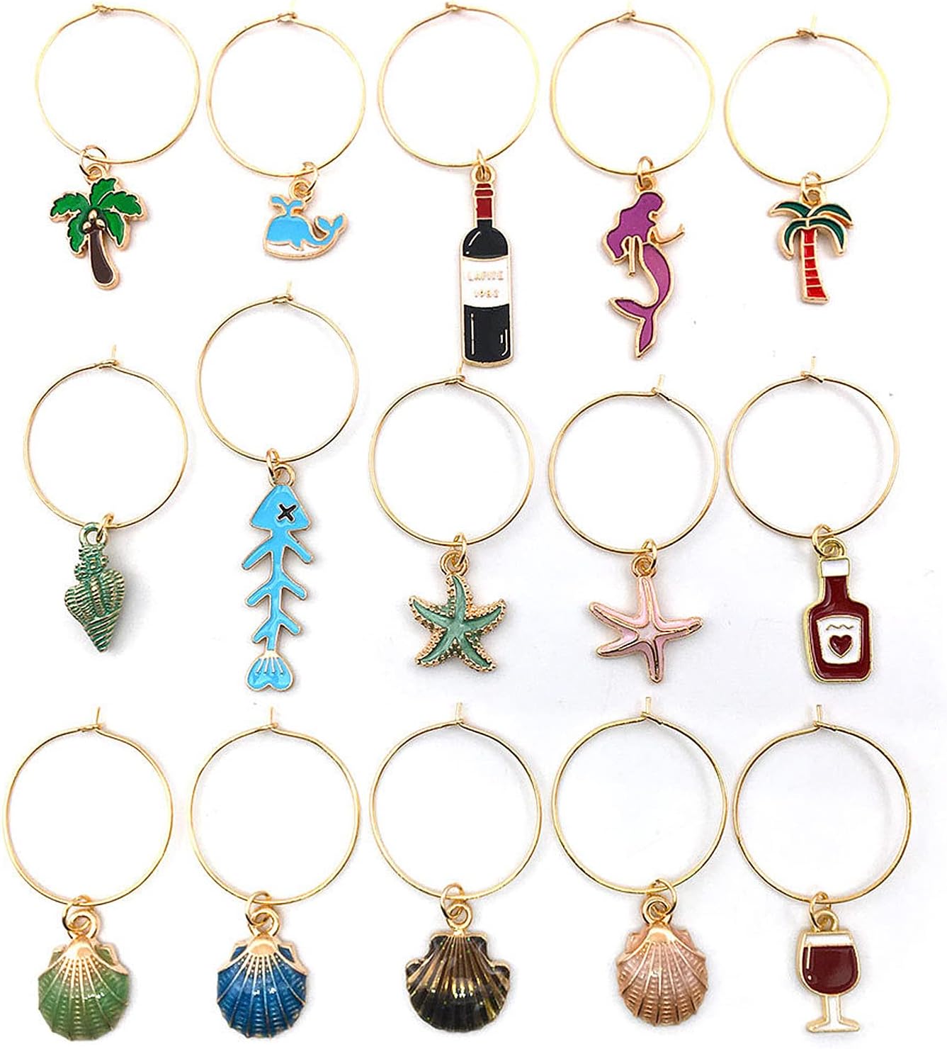 15 Pieces Wine Glass Charms Markers Tags,Wine Charms for