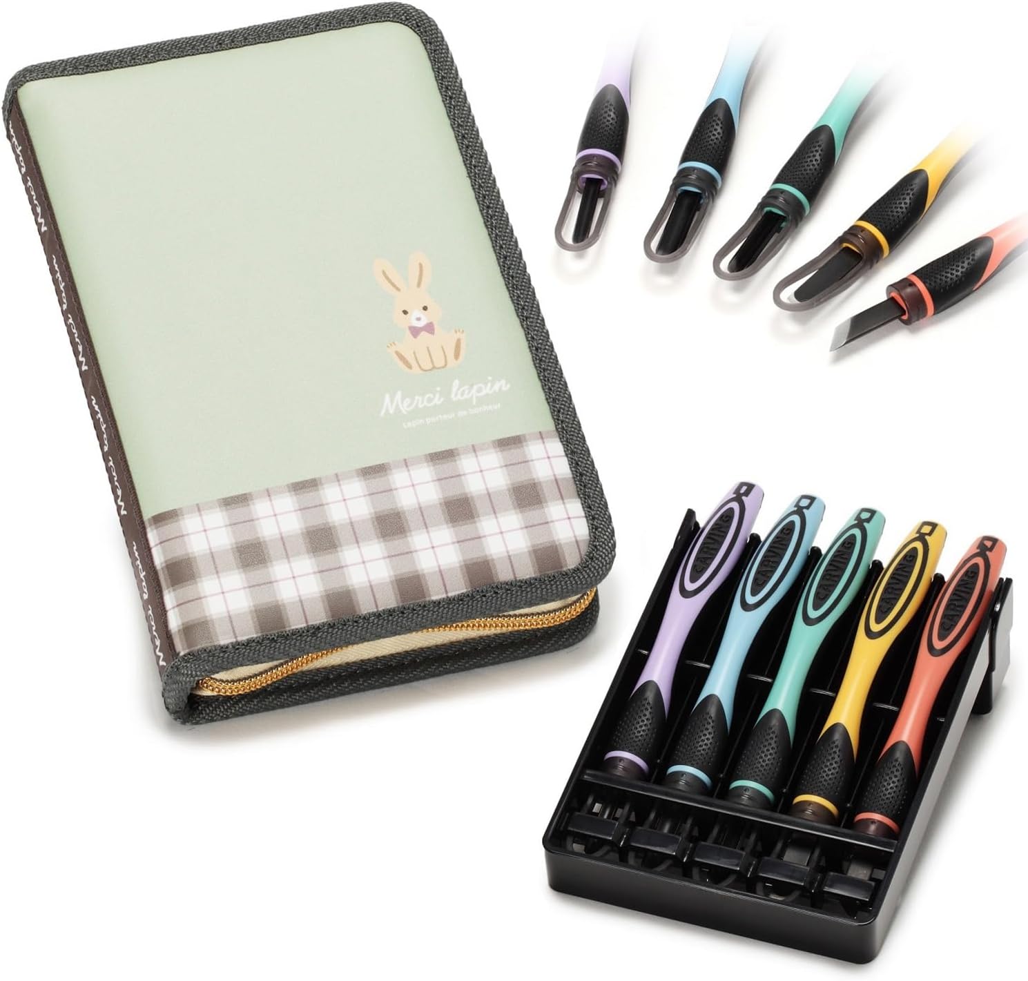 CKT-161 MARCI LAPIN 2-Way Grip Chisel Set, Includes Safety Guard, Mercier Lapin, Right Handed