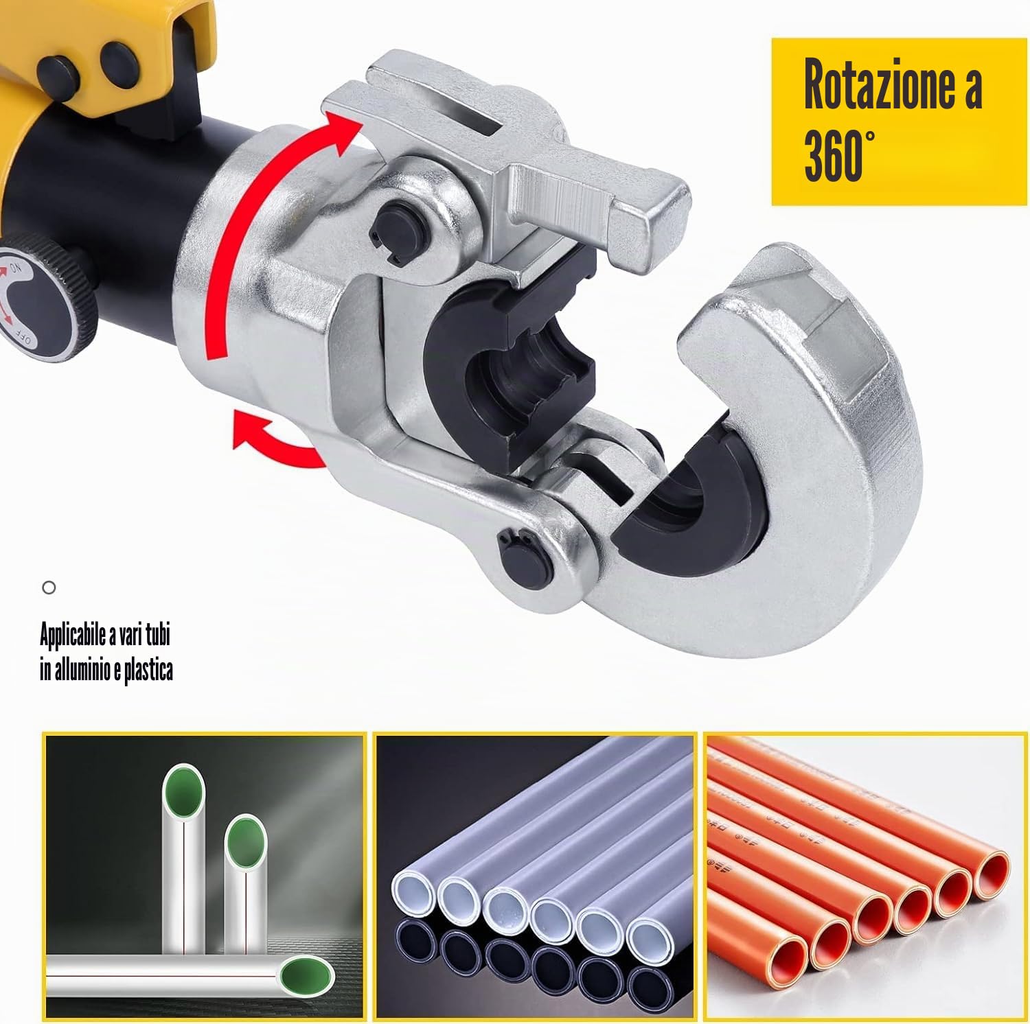 Pinza crimpatrice idraulica per tubi, pinza crimpatrice per tubi a pressione, pinza crimpatrice per tubi compositi profilo TH per tubi in alluminio-plastica con profilo TH 16 20 26 32mm².