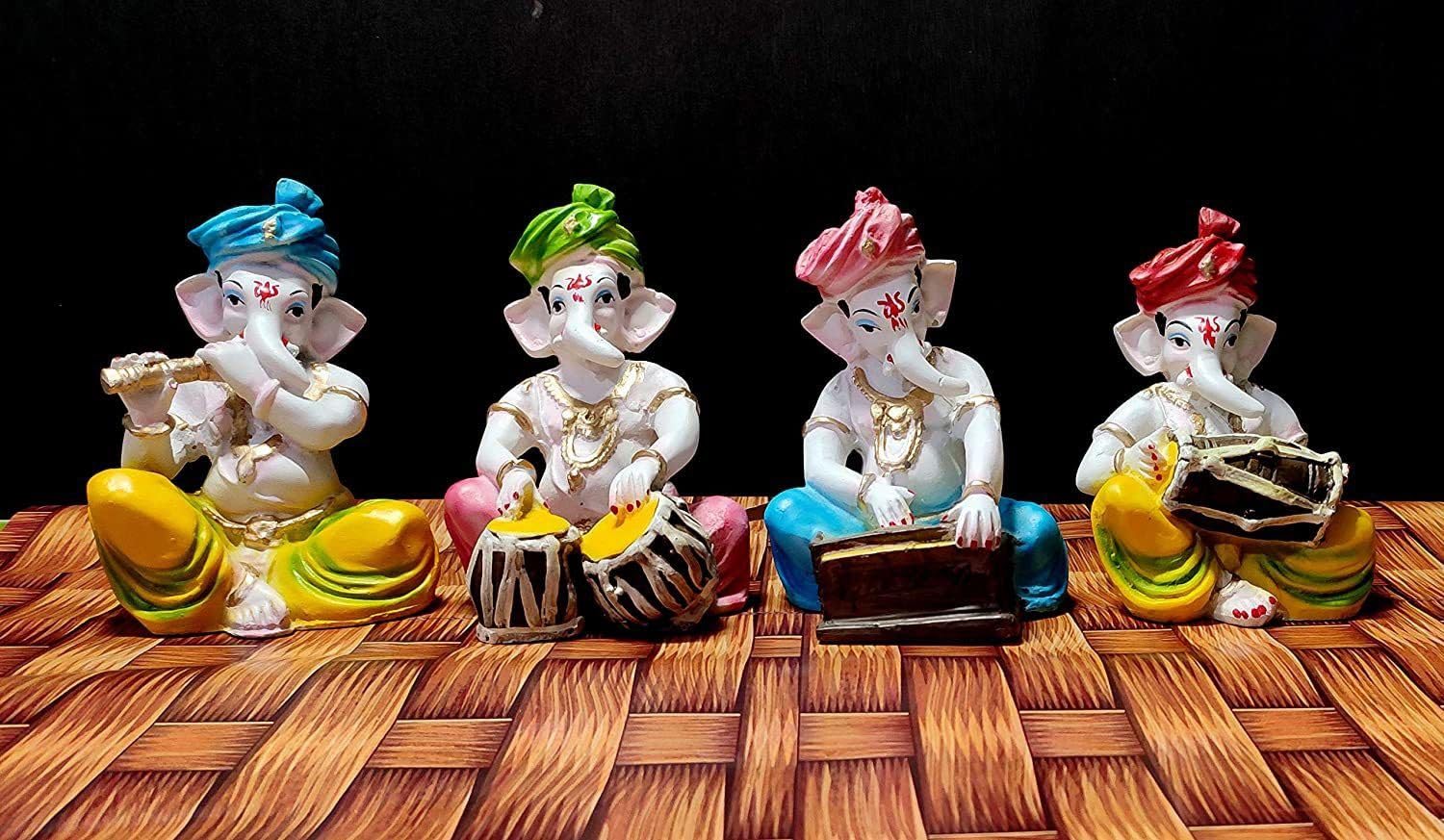 Ganesha Figurines - Musical Idol Set of 4 -4