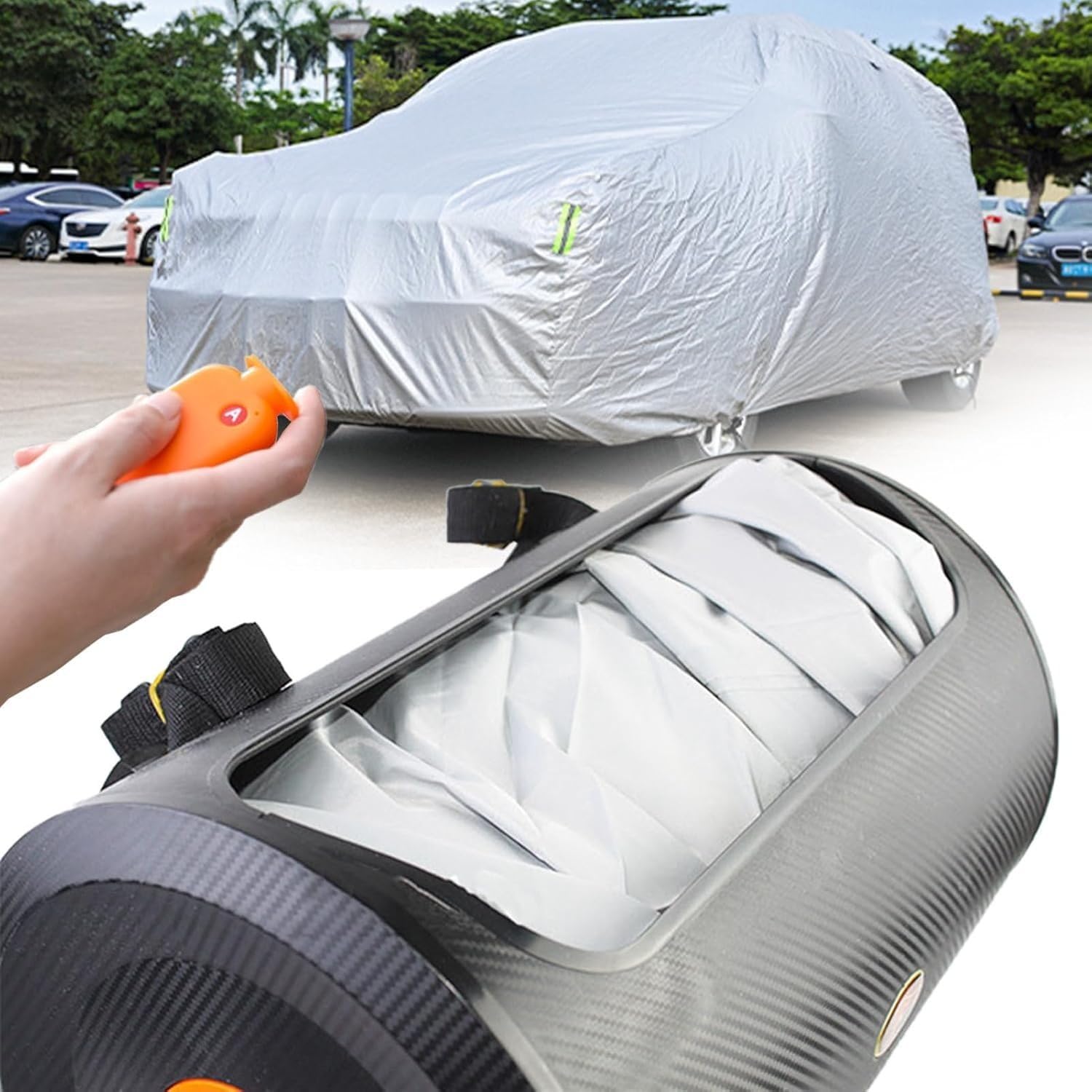 UofZc Car Cover Fully Automatic Car Cover Portable Sun and Weather Shelter, Intelligent Remote Control Electric Shrinkage Car Window Covers, Full Car Coverage mpv