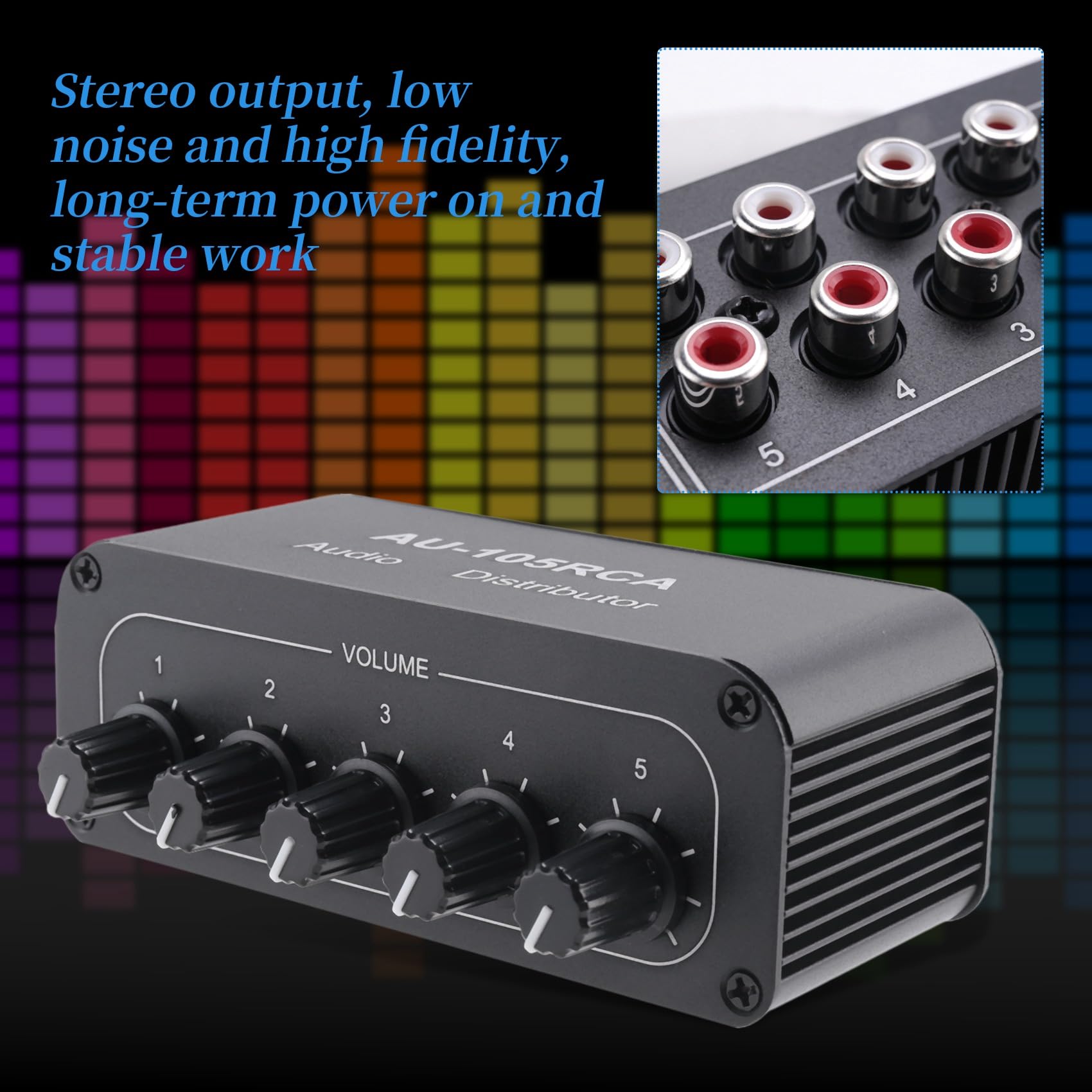 Mixer Audio SteReo 1 Input 5 Uscite Distributore Multicanale Interfaccia per Amplificatori di Potenza