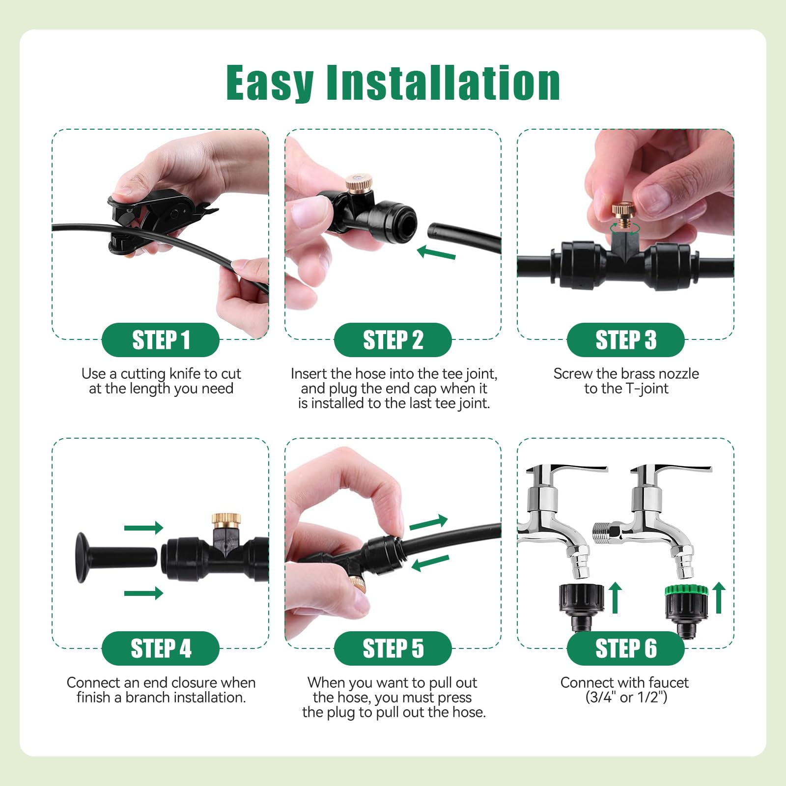 20M Système de Refroidissement par Brumisation Extérieur, Kit D’Irrigation Système de Brumisation Kit de Tuyau Brumisateur Extérieur pour Jardin Parasol