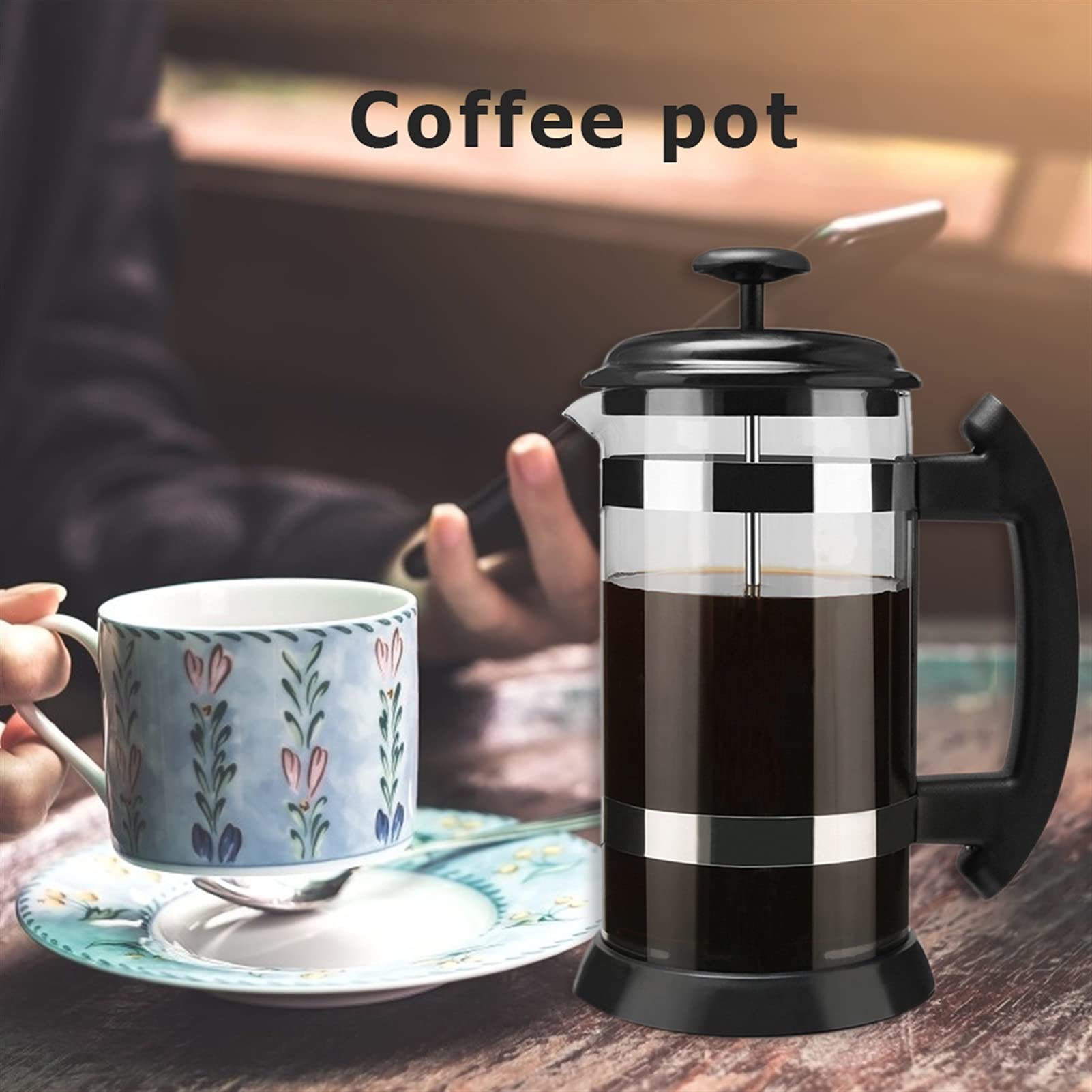 Press-Kaffeemaschine, Kaffeepresse, Caffettiere, Kaffeemaschine, Kaffeekanne, Kaffeekessel, Premium-Kaffee-Tee-Ausgießkanne, Küchenutensilien, Wohnung, Zuhause, Kaffeezubehör, Presse, 1000 ml Kaffeema