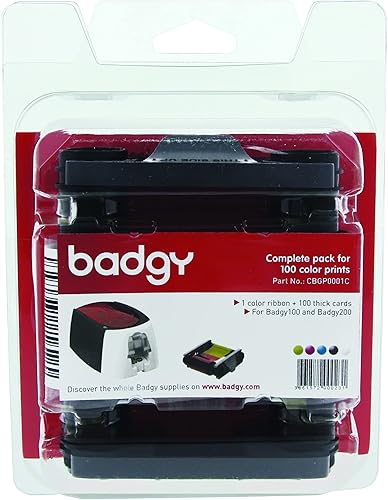 Badgy Kit de cinta de color y tarjetas para 100 impresiones, compatible con Badgy100 y Badgy200