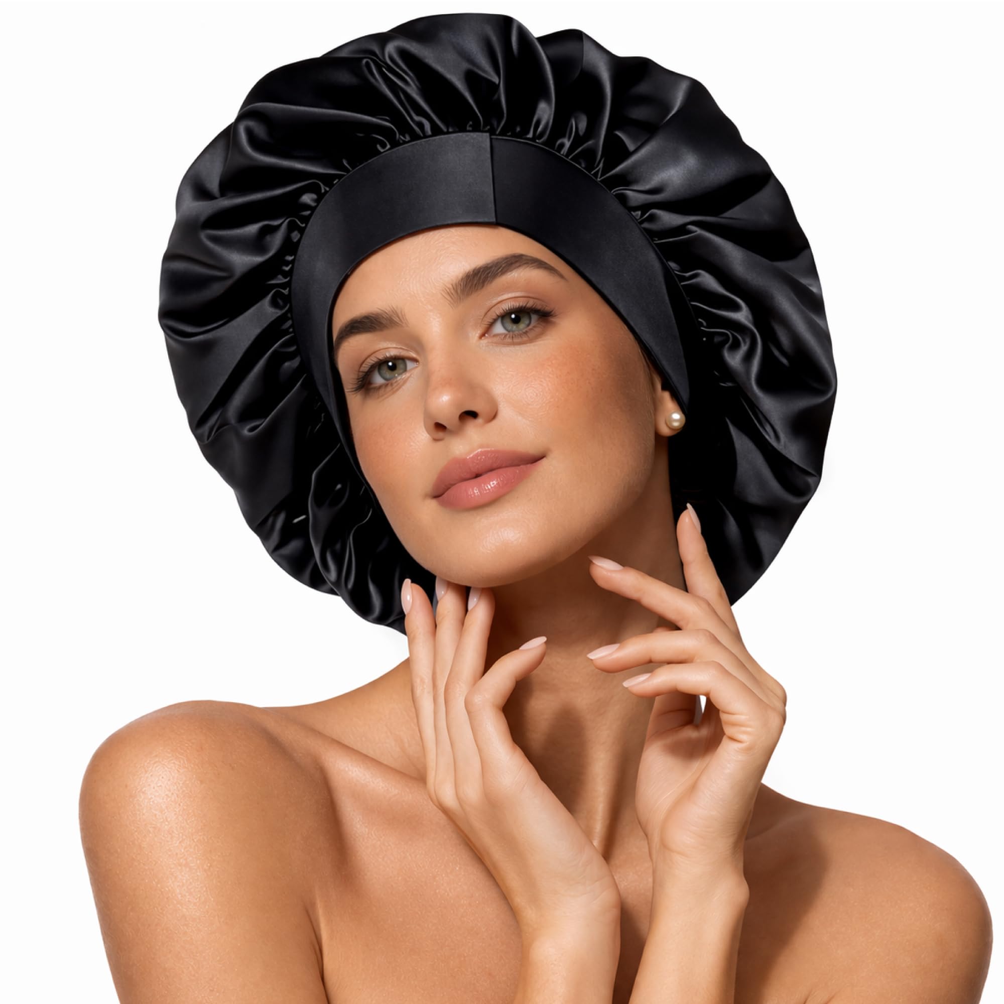 Dreamzie Bonnet Satin Cheveux Nuit - 100% Soie de Mûrier 22 Momme Ajustable - Bonnet en Satin de Soie - OEKO-TEX®