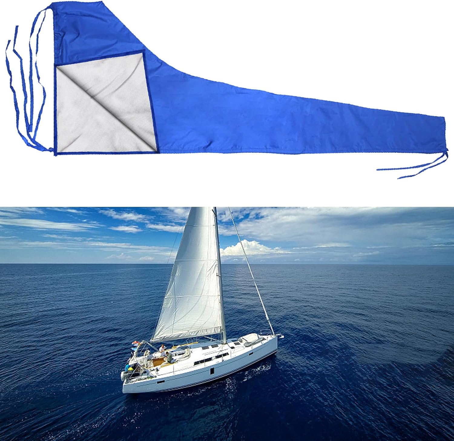 11-12Ft Waterproof Boom Mainsail Cover, 420D Boat Cover Sailboat Shade Uv Protection Mainsail Cover Oxford Cloth Kayak Covers for Sailboat