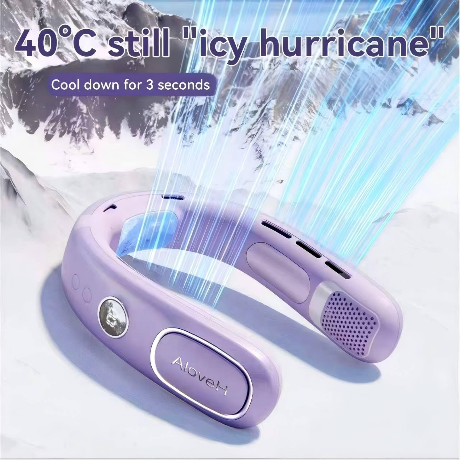 Ventilatore al Collo, 5 Velocità, Schermo LED, Ricarica USB, nero | 5 velocità del vento, display a LED, ricaricabile tramite USB, portatile, per casa, ufficio, esterno