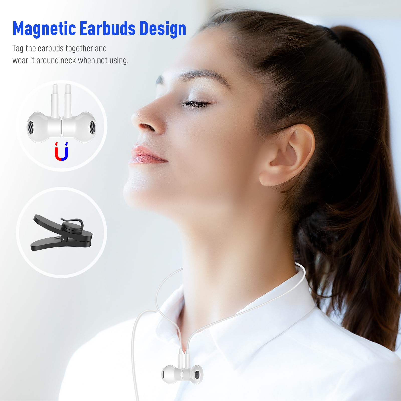 Auriculares USB para PC, portátil, magnéticos, de 7.5 pies, con cable, con control de micrófono, cable de aislamiento de ruido, auriculares para MacBook Pro, oficina, trabajo, escuela, zoom y 3