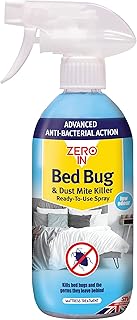 Zero In Bed Bug & Dust Mite Killer- 500 ml Spray. Ready-To-Use Formulation Kills Bed Bugs, Dust Mites and the Germs they Carry. Water-Based. Prevents Allergies and Reinfestation for up to 12 Weeks