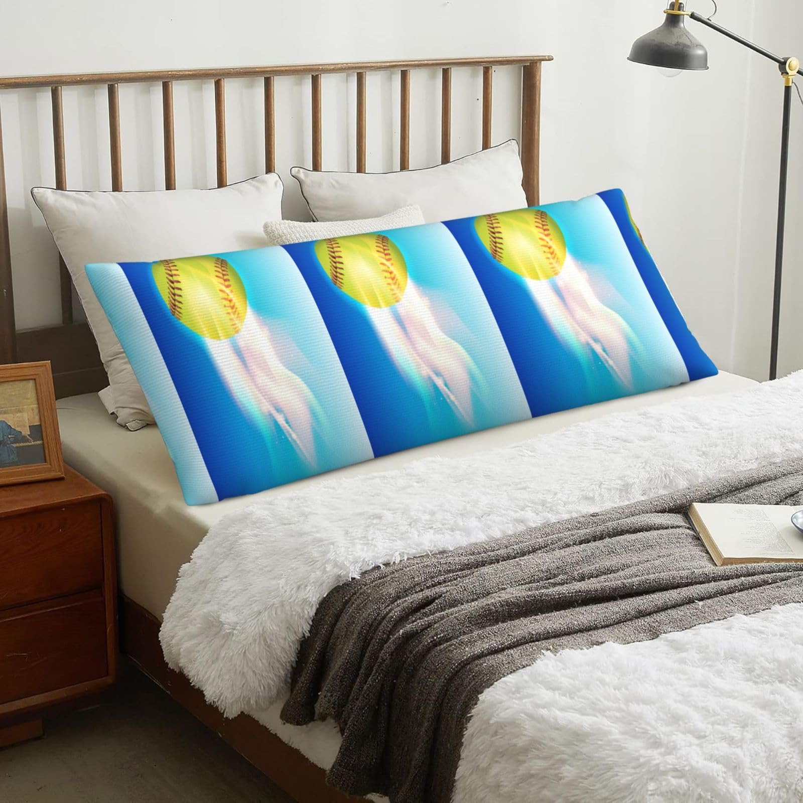 Fire Tennis Blue Pattern, Body Pillow Cover with Zipper,Long Body Pillowcase 20 x 60 in